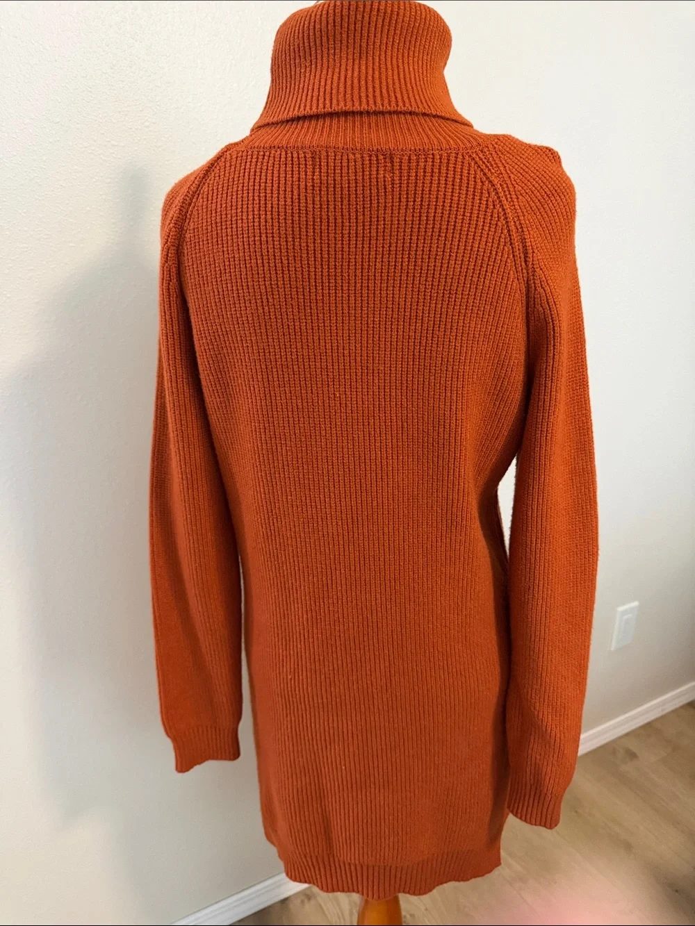 Turtleneck Long Sleeve Sweater Dress - Orange